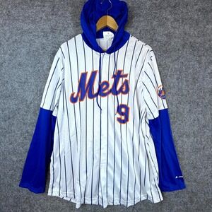 New York Mets Brandon Nimmo #9 Coyote Hoodie Jersey Mens XL White Blue Pinstripe